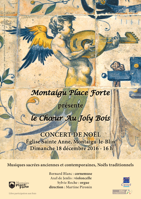 Concert de Noël 2016 - le Choeur Au Joly Bois en l'église Sainte-Anne de Montaigu-le-Blin, dimanche 18 décembre 2016, 16h.